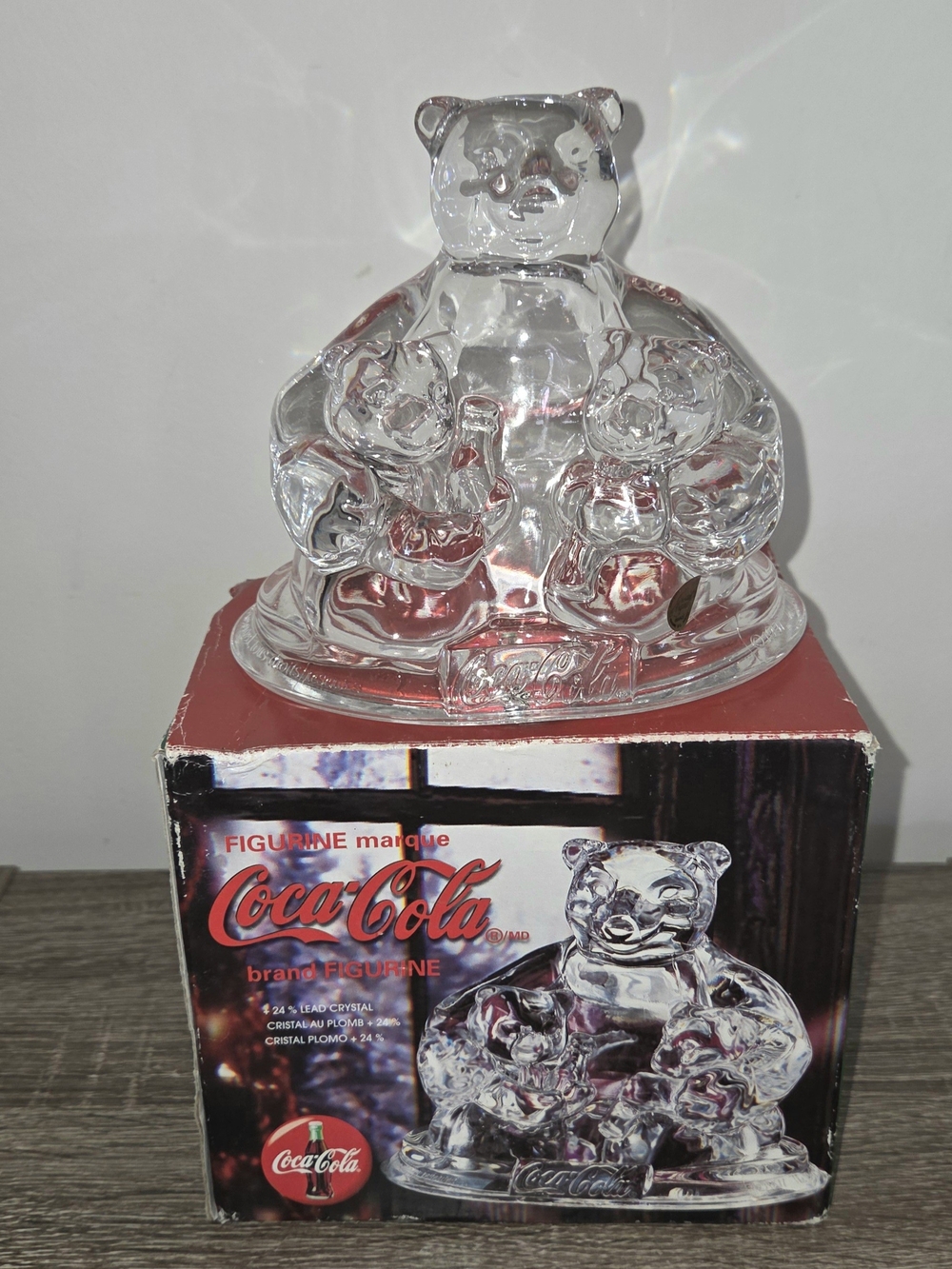 Vintage Coca Cola Polar Bear Clear Glass Figurine France 24% Lead Crystal 1999.